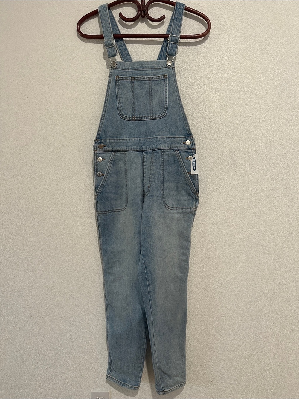 NWT! OLD NAVY Light Wash Stretch Denim Overalls, size Small